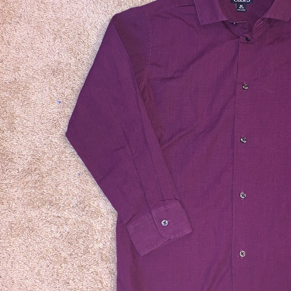 Boys Chaps Maroon Button Down Long Sleeve Dress Shirt Size Medium - Picture 5 of 8